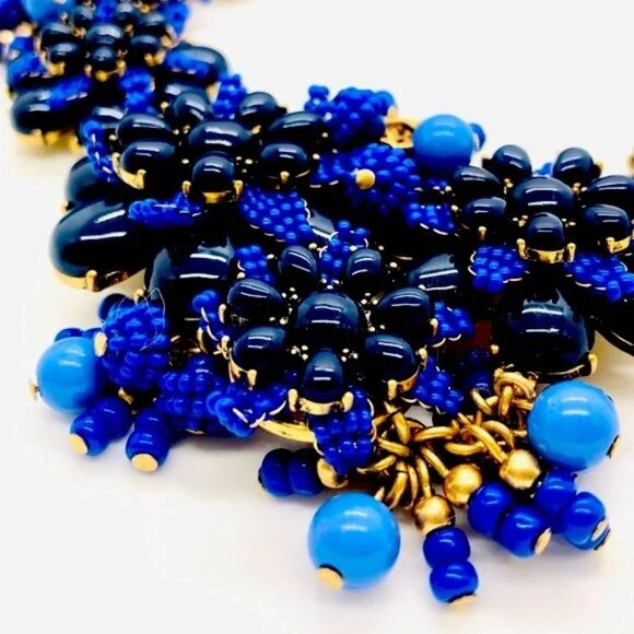 J. Crew Blue Flower Statement Necklace NWT - Picture 4 of 8